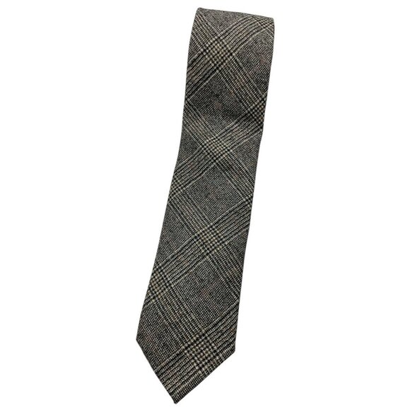 JOOP! Men's Wool Cashmere Necktie LUXURY Tie Gray Tartan W:3.2" EUC